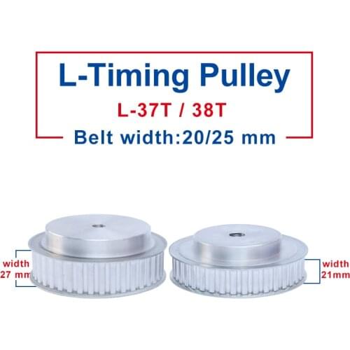 Timing Pulley L-37T/38T Rough Hole 12 mm Belt Pulley Aluminum Material Slot Width 21/27mm Match With L-Timing Belt width 20/25mm