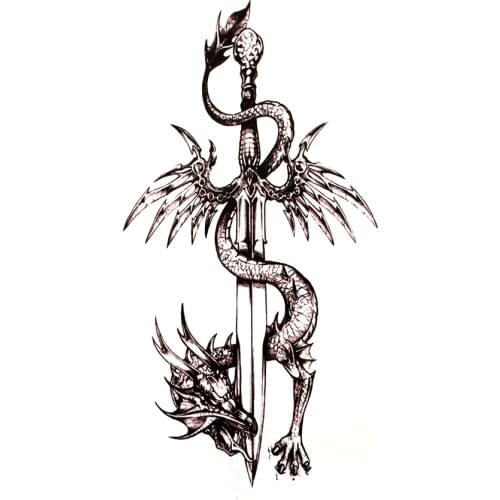Dragon Sword Waterproof Temporary Tattoos Harajuku Tatoo Guitar sticker Tattoo Body Art Henna Tattoo sleeves duvar sticker