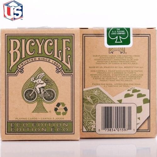 Bicycle Eco Edition Playing Cards Green Deck Poker Size USPCC Rider Recyclable Magic Cards Magic Tricks Props for Magician
