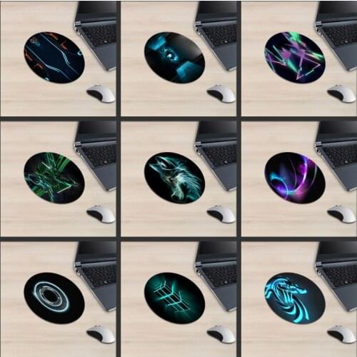 XGZ 3D Renderings Round Mouse Pad Technology Linel Wolf Imaging Cube Flower Circle Pattern Horse Anime Mousepad Rubber Totem