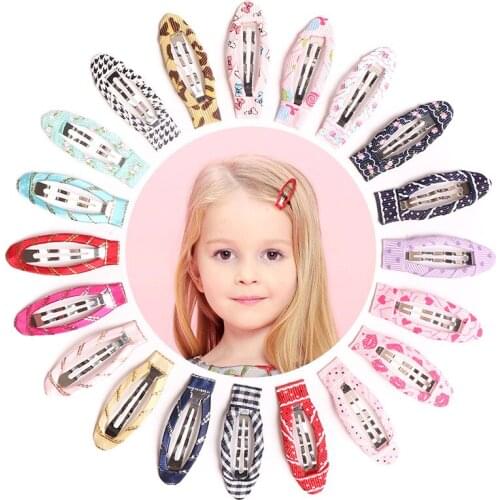 20pcs/lot Ribbon Lined BB Clips Dot Flower Water Drop Hairpin Barrettes Sanp Clips Headdress Girls Headwear