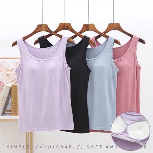 Ladies camisole slim slimming bottoming shirt with chest pad casual sports underwear