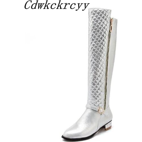 Women Boots Autumn and winter New style fashion Middle heel Large code Chivalry boots Sweet crystal Women Boots plus size 34-45