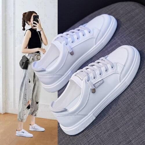 2021 Spring new white shoes female flat bottom shoes ins running street shooting casual sports shoes vulcanized shoes