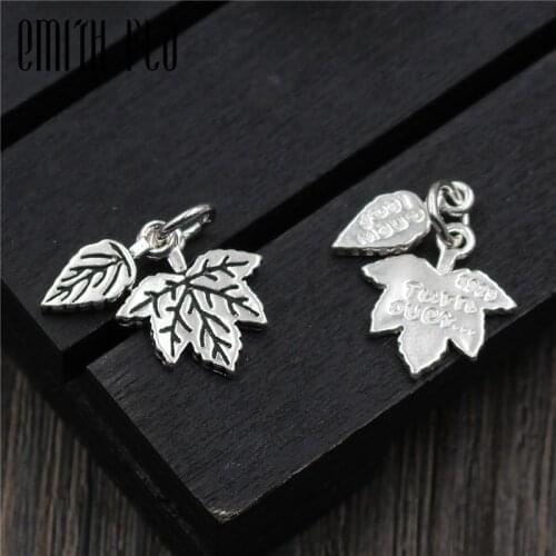 Emith Fla 100% 925 Sterling Silver Leaf Charm Pendants Fit Women Bracelet and Necklace Authentic DIY Pendant Jewelry Making