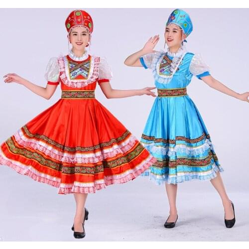 2021 Woman Maid Dress Russian European Court Costumes Vintage Oversized Princess Dress Drama Folk Dance Costume Red Blue Cosplay