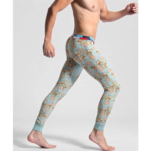 Winter Men Long Johns Thicken Sexy Mens Long Pants Bottoms Pajama Low Waist Tight Legging Pouch Warm Long Johns Size M L XL XXL