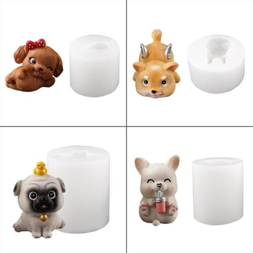1 Pcs 3D Dog Silicone Candle Molds Cute Puppy Soap Molds Chocolate Cake Baking Moulds Fondant Cake Dog Molds