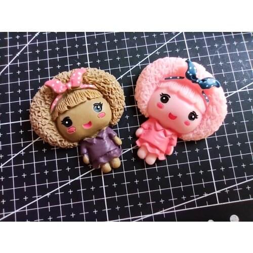 1pcs/lot resin flat back big girl with bow 50mm Scrapbook Embellishment DIY Phone Decoration