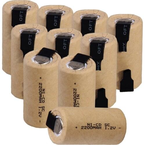 10 pcs SC battery 4.25cm*2.2cm 2200mah 1.2V NICD SUBC batteries real capacity fast delivery to RUSSIA SPAIN FRANCE UK US