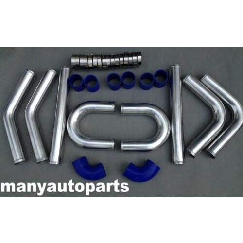 2.25" INCH 57mm UNIVERSAL ALUMINUM INTERCOOLER TURBO PIPE PIPING KIT BLUE HOSE