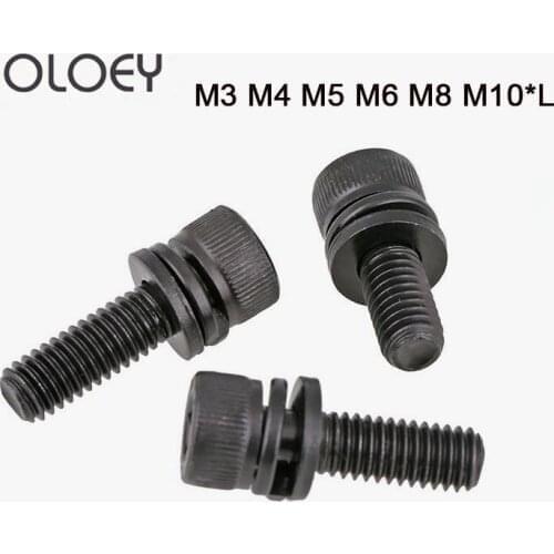 2/3/4/6/10PCS M3~M10 DIN912 12.9 Grade Cup Head Hexagonal Machine Screw Black Cylindrical Head Bolt Hex Socket CheeseHead Screw