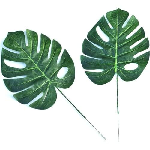 2Pcs Simulation single green leaf turtle back leaf interior decoration plastic leaf