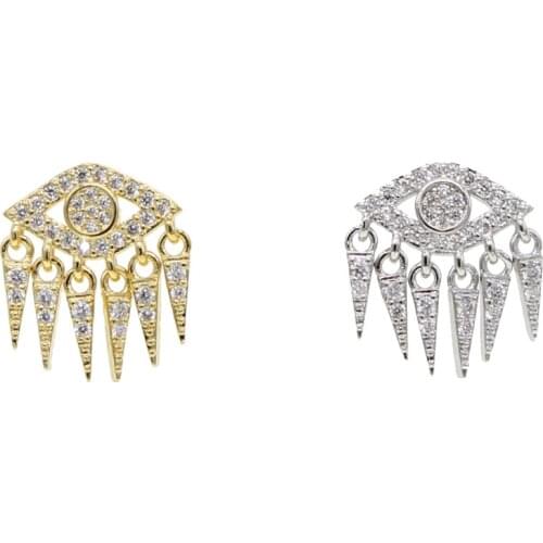 2020 Summer Beach Style Bling Evil Eye Stud Earring With Mini Clear Cz Multi Bodkin Pendant Women Engagement Jewelry Party Gifts