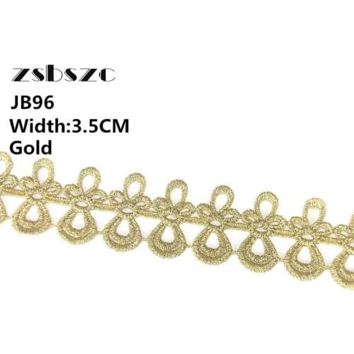 3.5CM Width 5Yards Vintage Gold LaceEmbroidery Fabric for Wedding Dresses Sewing Accessories Applique Crafts
