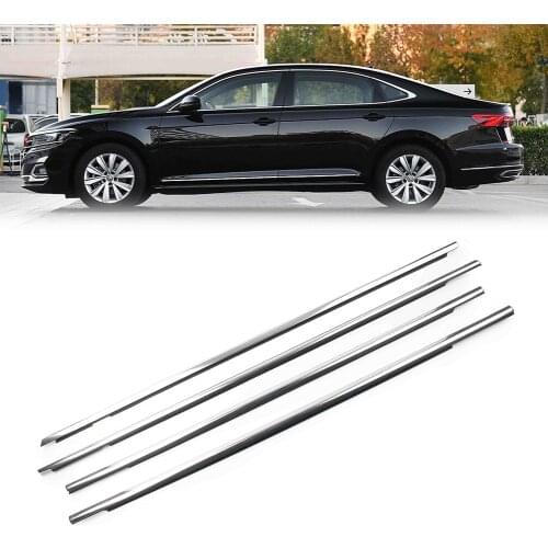 4Pcs Chrome Car Weatherstrip Door Window Seal Belt Molding Trim Front Rear For Volkswagen VW Passat 2019 2020