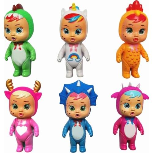 6pcs Mini Cry Doll Toy Drinking Water Crying Baby Girl Children Girls Birthday Gift Vinyl Mini Doll Play House Toys 12CM