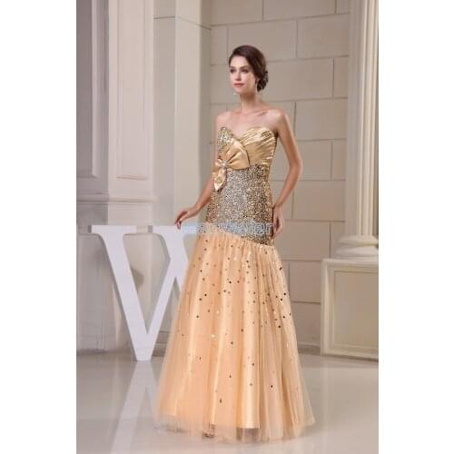 Free shipping 2018 new design handmade bow formal sexy sparkle beading plus size sweetheart girls prom mother of the bride Dress