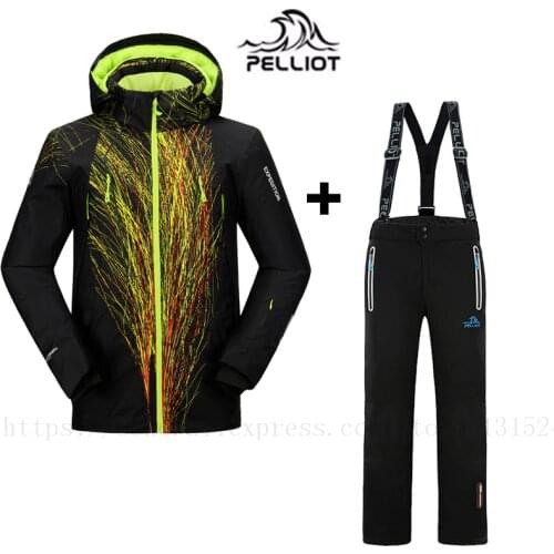 DHL FREE Pelliot High quality Outdoor Winter Mens Ski Suit Waterproof Skiing/Snow/Skate Sports Skiing Jacket Sets pants