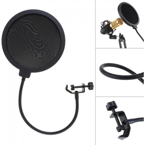 Black Double Layer Studio Microphone Flexible Wind Screen Mask Mic Pop Filter Shield for Speaking Recording Accessories