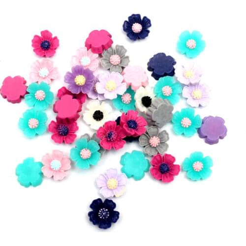 100pcs Mixed Flower Resin Decoration Crafts Flatback Cabochon Embellishments For Scrapbooking Beads Diy Accessories