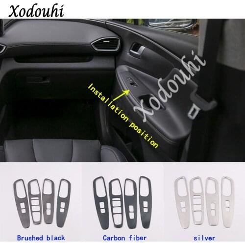 For Hyundai Santa Fe SantaFe 2019 2020 Car Sticker Stainless Steel Handrail Armrest Door Window Glass Switch Panel Trim Frame