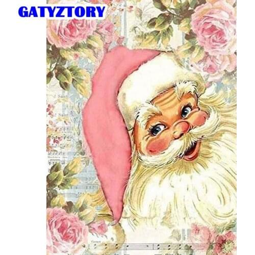 GATYZTORY Pictures By Number Santa Claus Kits Home Decor Painting By Number Christmas Drawing On Canvas Handpainted Art Gift
