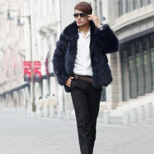 Best selling! New 2018 men fox fur coat winter outerwear Solid color fashion atmosphere casual warm fur coats Plus Size S~3XL