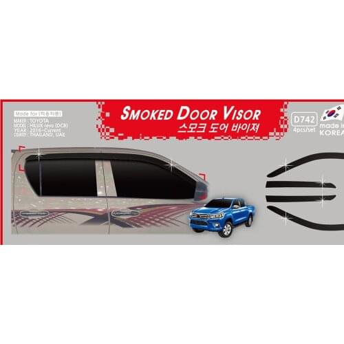 Chrome door visor side window deflector shade sun rain shield silver trips eaves for Toyota Hilux Revo