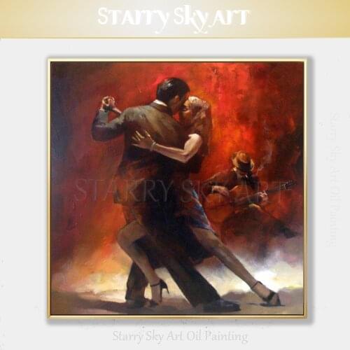 Skilled Artist Hand-painted High Quality Impressionist Tango Dance with Passion Oil Painting Beauty Tango Dancer Oil Painting