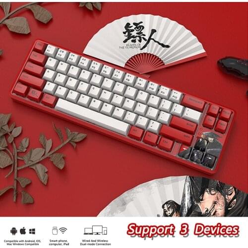 Ajazz K680T Dart Man Mechanical Keyboard Wireless Dual-Mode 68-Key Dynamic Backlight Creamy Milk Switch for Gamer Laptop PC