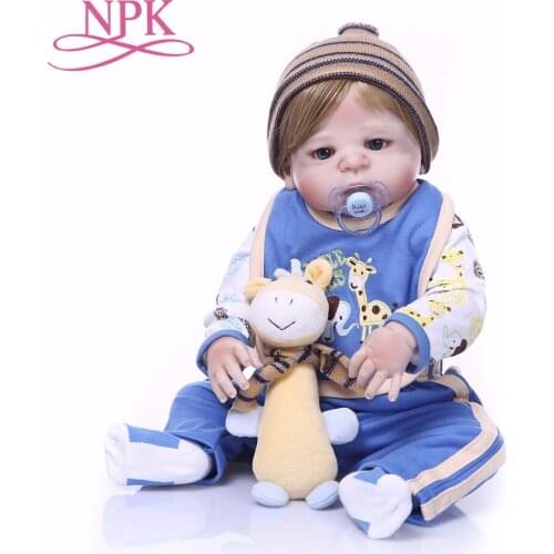 Boy Bebes reborn doll NPK 23"57CM Full silicone reborn baby doll blond wig can bathe boneca reborn child gift newborn doll