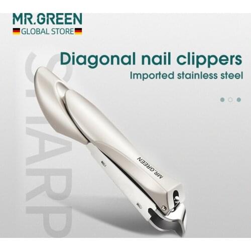MR.GREEN Slanted Edge Nail Cutting Clippers Cuticle Nippers Tool Stainless Steel Dead Skin Oblique Tip Trimmer Manicure scissors