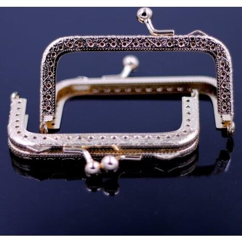 8.5cm Square Metal Purse Frame Rose Gold Silver/Bronze/Gunmetal Tone Handbag Kiss Clasp Clutch Lock Handle Luggage Bag Hardware