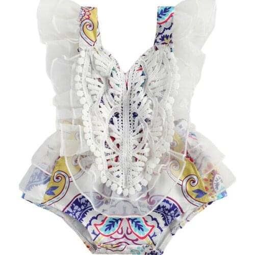 Summer Newborn Infant Baby Girls Ruffles Romper Princess Girls Lace Colorful Romper Jumspuits Toddler Sunsuits Outfits 0-24M