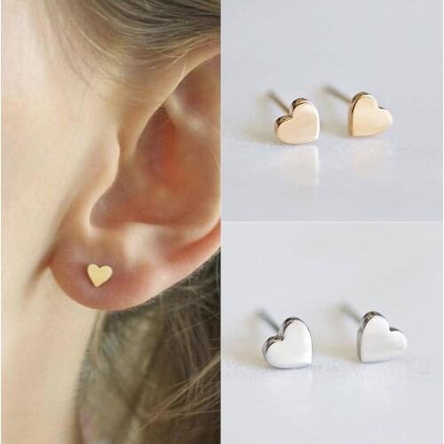 Mini Simple And Lovely Heart-shaped Earrings For Women Anti Allergy Small Ear Studs For Female Students Youth Jewelry Gift