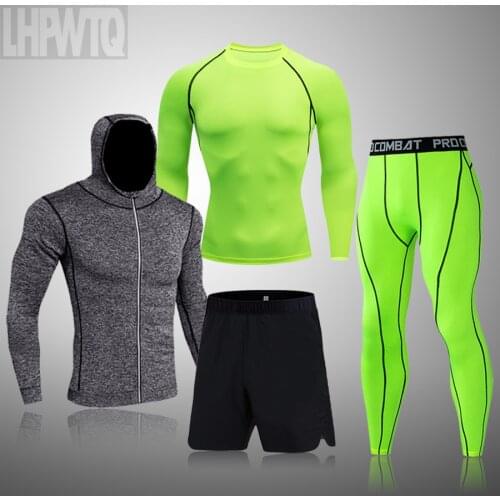 Mens clothing compression men Sports Running Sets rashgard long sleeves top for fitness man tracksuit thermal underwear base