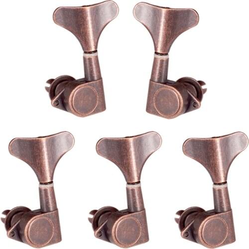 Pack of 5 Bass Tuning Pegs Keys Machine Head Tuners for Bass Purple Bronze 1R4L, Zinc Alloy, Solid