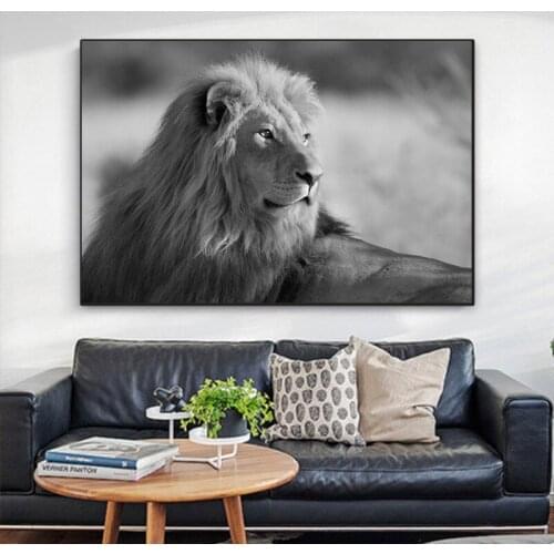 Black Lion Wall Art Posters And Prints Modern Wildlife Animal Canvas Painting Wall Pictures For Living Room Decoration