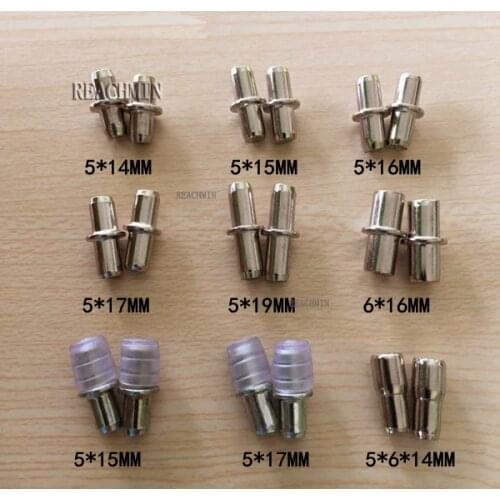 200Pcs/Lot Nickel Shelf Supports With 5mm 6mm Pin Studs Cabinet Support Divided Pin Shelf Rest Glass Sleeve