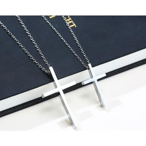 New Fashion Men and Women Simple Cross Pendant Necklaces Engraved Immanuel Big and Small Couple Necklace Jewelry