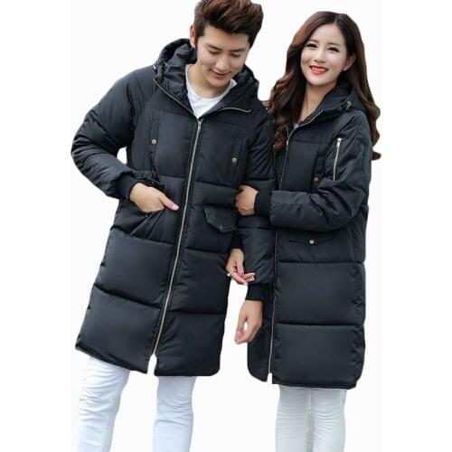 2017 new men/women winter jacket thicker warm hooded couple models winter parkas plus size cotton filler lovers overcoat ZL873