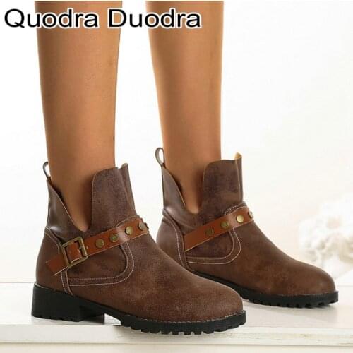 2020 new boots Martin Boots shoes Ankle Boots Women Winter Thick High Heel slip-on plush warm Female Ladies Fashion shoes plus