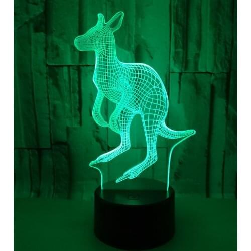New And Special 3d Night Light Kangaroo Colorful Vision Lamp Energy Saving Eye Protection Led 3d Led Nightlight