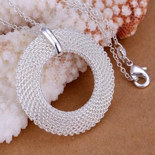 P054_2 Fine Silver Color Wholesale Jewelrys,Hot Sale Factory Price Charm Free Shipping Silver Fashion Network Circles Pendants