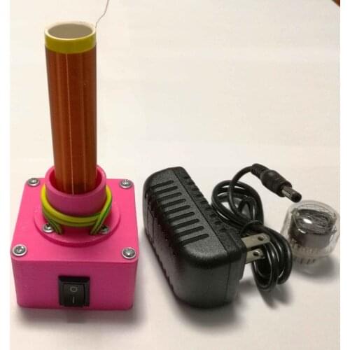 Single Tube Self-exciting Tesla Coil with Glow Tube and Power Supply, Wirelessly Lighting Energy-saving Lamps