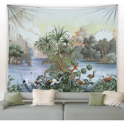 Landscape Large Tapestry Tropical Rainforest Palm Tree Natural Forest Hippie Wall Hanging Big Tapestries Bedroom Decor Blanket