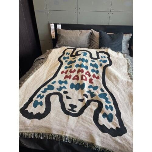 Human Made Blanket Hanging Tapetry Catoon Bear Tiger Sofa Bed Car Office Decorative Carpet Nap Blanket Pinic Mat