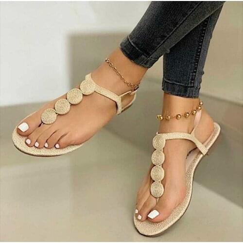 Fashion Women Flip Flops 2021 Summer Women Sandals Flat Casual Beach Open Toe Bohemian Ladies Shoes Buckle Strap Roman Sandals