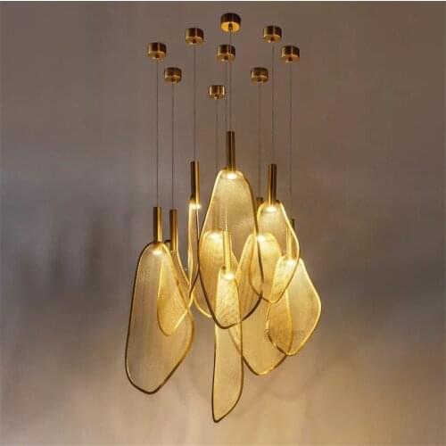 Modern Unique Fan Shape LED Pendant Lights Personality Parlor Pendant Lamp Bedroom Restaurant Hanging Lamp 220V Home Art Deco